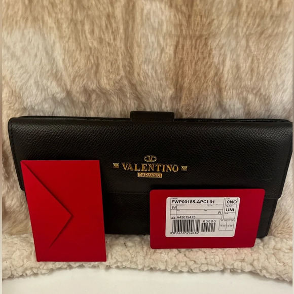 Valentino Garavani Handbags - ❤️ Valentino Garavani EUC Black & Gold Long leather Wallet with COA & cards